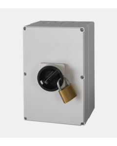 IMO Enclosed DC Switch IP67 Nema 4X, 6 Pole 3 String 32A 700VDC, Lockable Rotary Handle