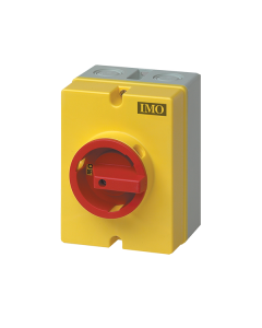 IMO Rapid Shut Down Initiator. 32A 600Vac 3P, Yellow Body with Red Rotary Switch. Lockable