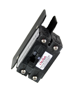 Outback 50A 120/240VAC double pole panel mount breaker with 1/4" stud terminals.