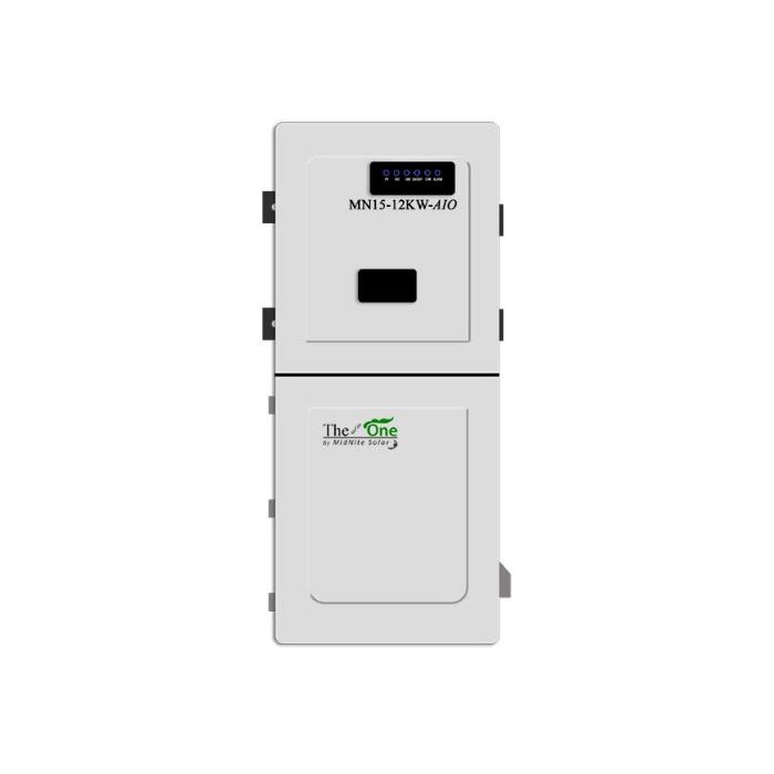 MldNlte All in One (AIO) is a 11,400 watt system that features three powerful MPPT charge controllers and three 120/240VAC programmable outputs that can be utilized for load shedding or opportunity loads.