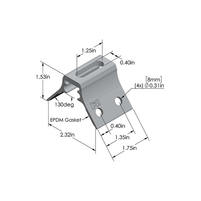 S-5-RibBracket (Includes 4 Roof Screws and Top M8 Nut. M8 Top Bolt Sold Seperately)