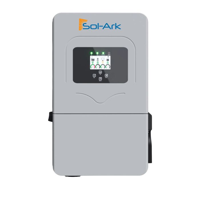 Sol-Ark 12KW 120/240V/ 208V. 100A passthrough, 3MPPT . Compatible with LV batteries.