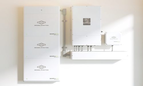 Photo of a SimpliPhi batteries installed in a garage.