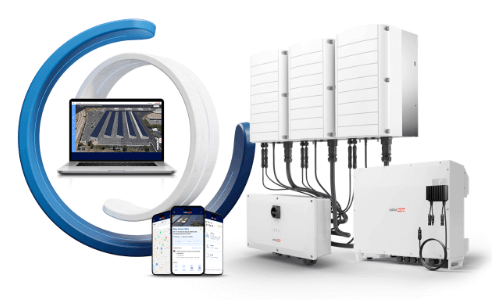 Photo of a collection of SolarEdge inverters and product